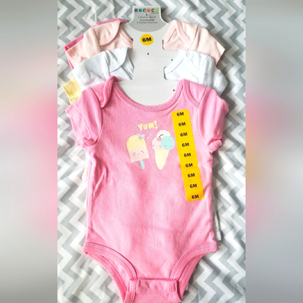 Rococo 6 pack Diapershirts Size 6 months